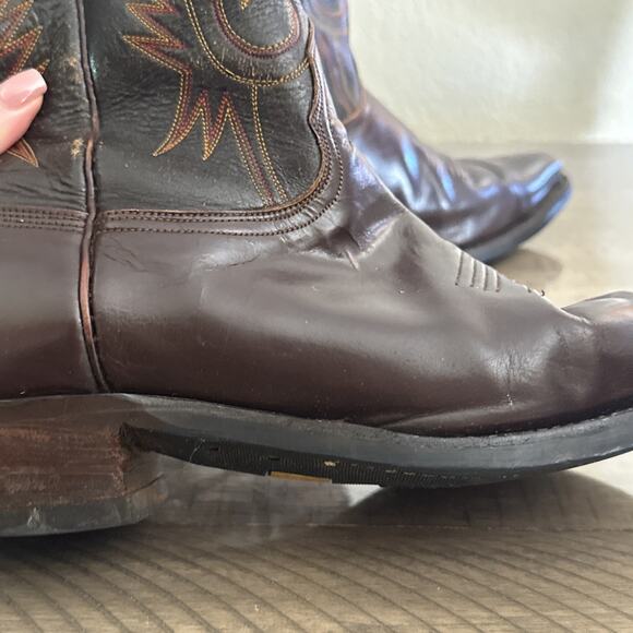 Vintage Exotic Nocona Men\'s Cowboy Boots Size 14 E Made In USA Brown Rare